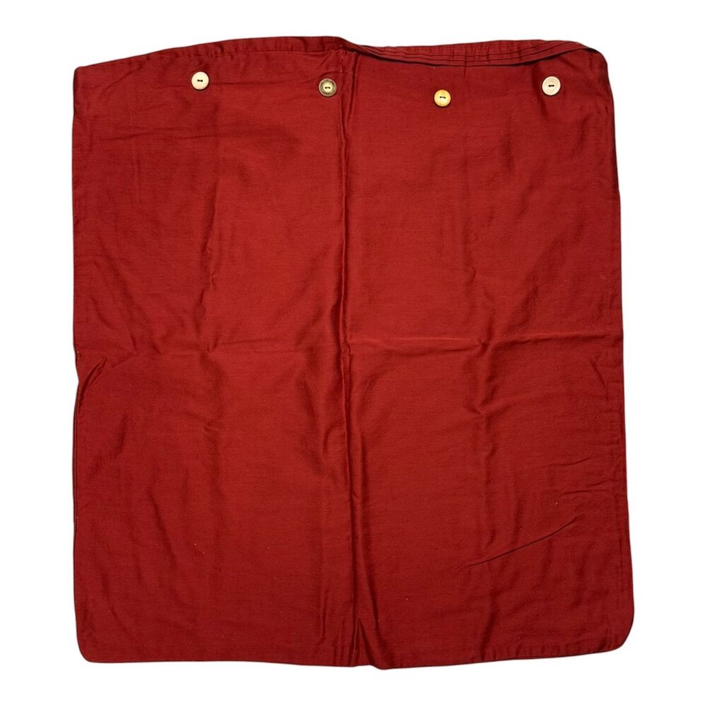 Red Euro Sham 4 Faux Wood Button Closure Replacement Pillowcase Rustic Farmhouse